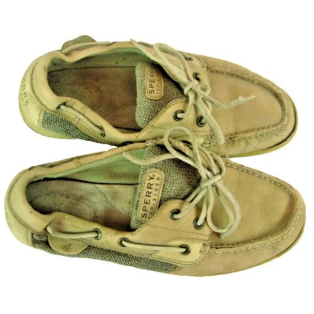 Mens Sperry Topsider Tan  Leather Deck Boat Shoes sz 9M--R1